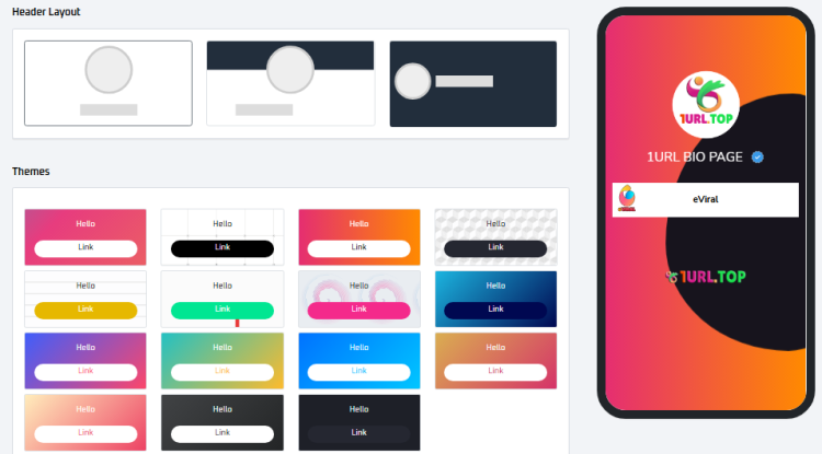 1URL BIO PAGE DESIGN